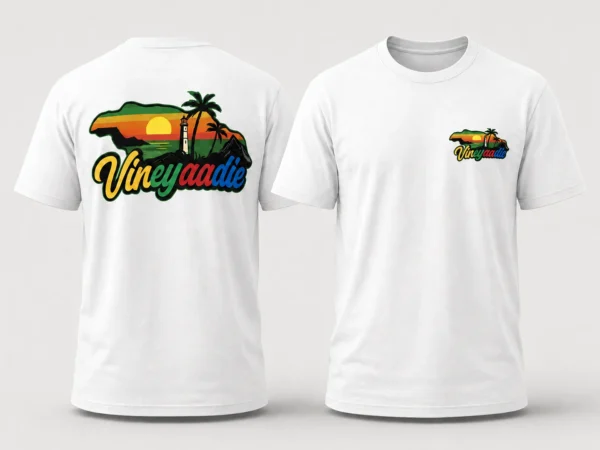 Jamaica Island Logo T-Shirt in White, front and back product mockup
