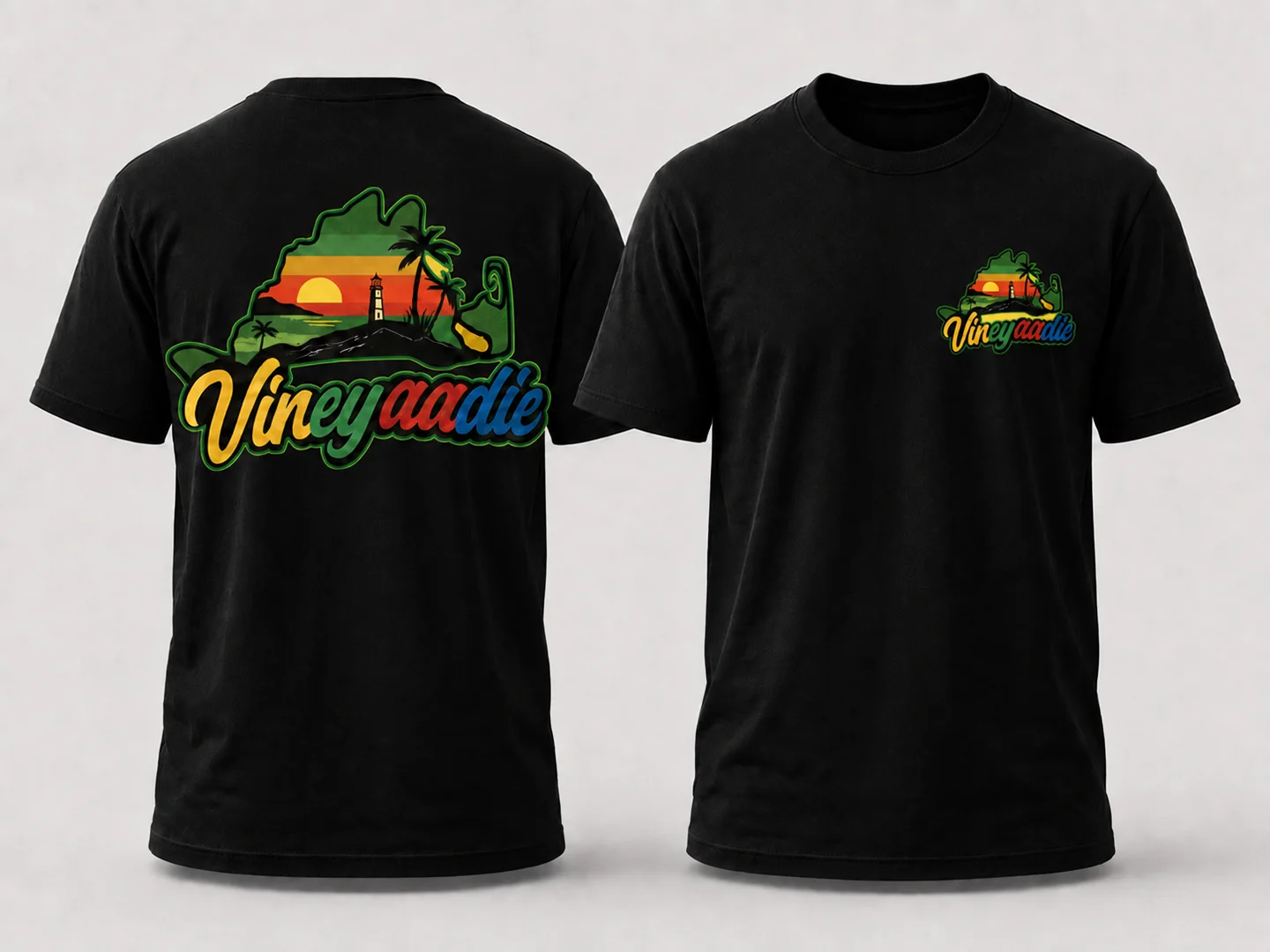 Martha’s Vineyard Map T-Shirt in Black, front and back product mockup